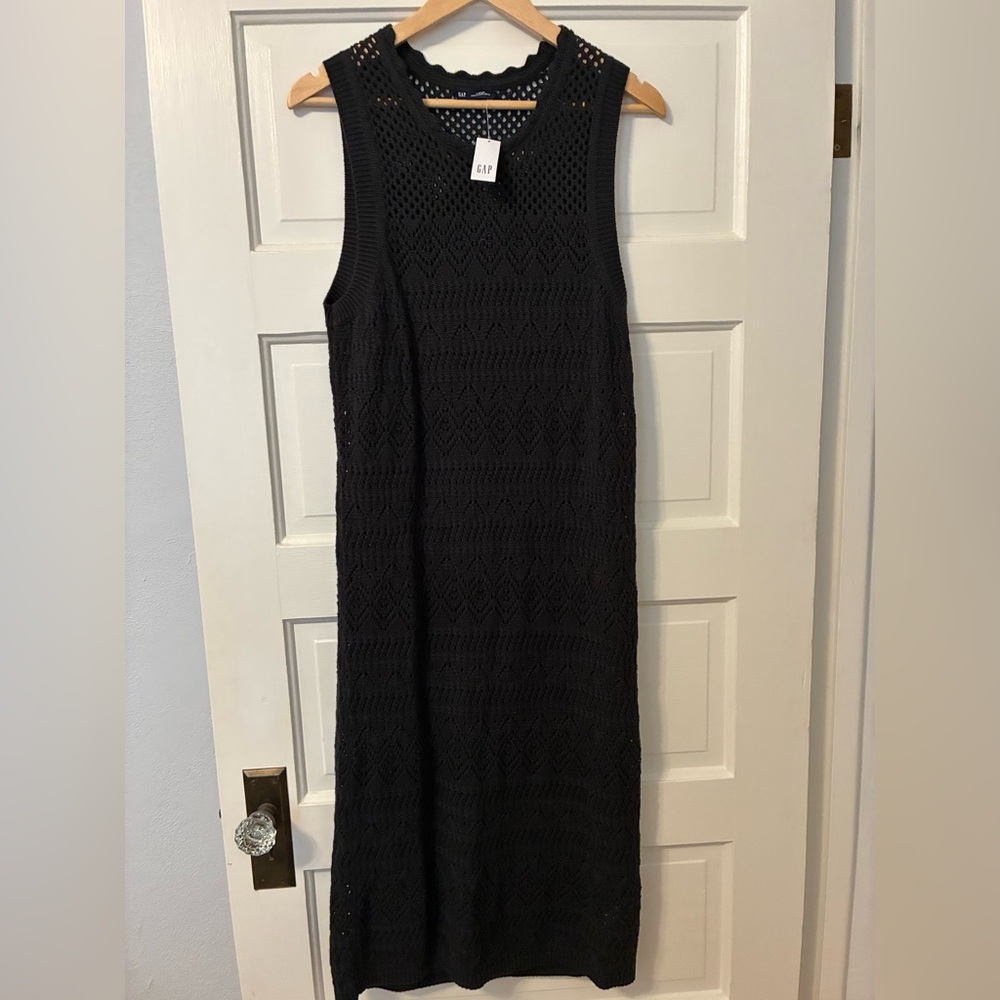NWT GAP Black Crochet Midi Dress Size Large